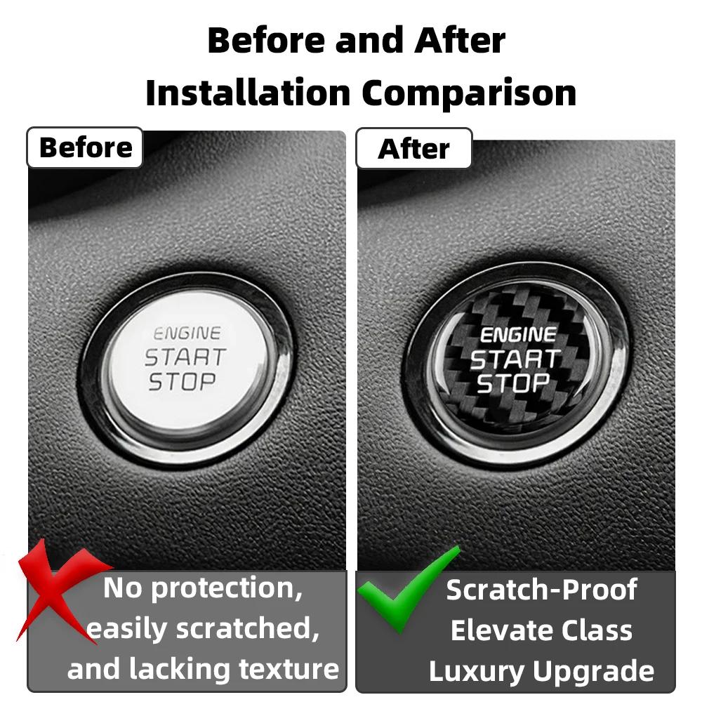 Real Carbon Fiber Styling Sticker Car Start Stop Engine Switch Button Cover Trim For KIA Stinger Auto Accessoire Modifications