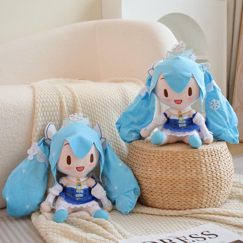 Snow Princess Dress Hatsune Miku Snowflake Crown Plush Toy Limit Plushies Japanese Style Cute Girl Collect Plushies Gift