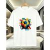 Sportliches bedrucktes T-Shirt, Buntes Fußballmuster, Kurzarm, Langlebiger Druck, Hautfreundlicher leichter Stoff, Ideal für Freizeitaktivitäten