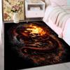 Mehrere Größen Flammender Totenkopf und Drache Teppich für Wohnzimmer Schlafzimmer Sofa Heimdekoration Rus Rutschfeste Fußmatte Luxuriöses Geschenk