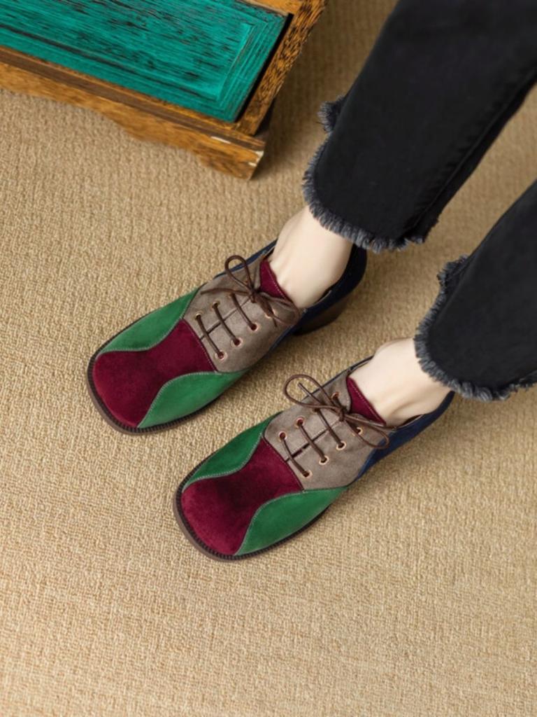 2025 nowe buty damskie głębokie wycięcie buty na średnim obcasie gruby obcas okrągły nosek kolorowe sznurowane modne krzyżowe paski damskie