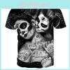 Premium Qualität Unisex Sommer Kurzarm O-Ausschnitt Clown 3D Druck T-Shirt Für Alle