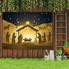 Christmas Nativity 2D Backdrop, Holy Night Jesus Birth Silhouette Photography Background