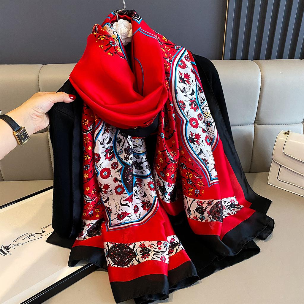 Women 180*90cm Fashion Beautiful Soft Silk Scarves Female Lady Shawl Hijab Wrap Foulard Bandanna Muffler Beach Pareo