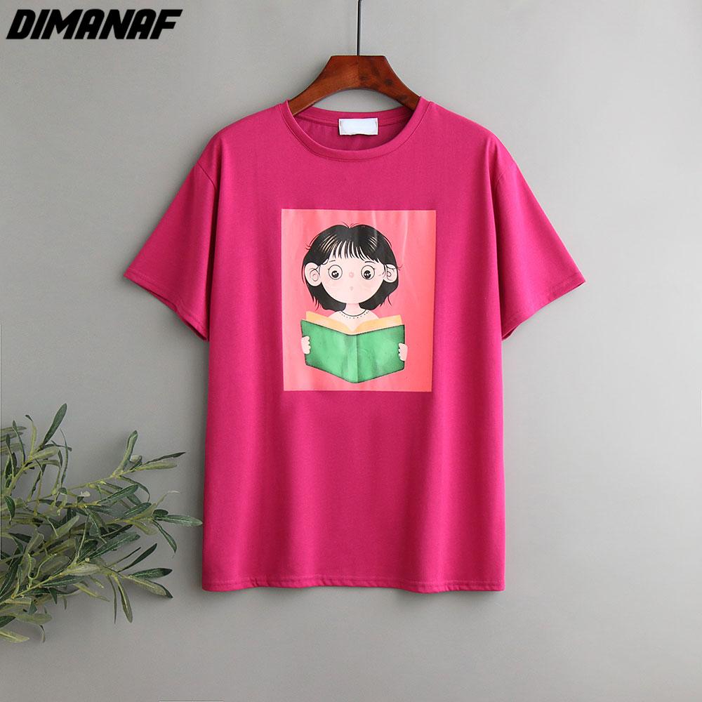 

DIMANAF 2022, хлопковая футболка больших размеров, женская Повседневная футболка с пуговицами и рисунком, свободные топы с круглым вырезом, летняя рубашка с короткими рукавами, красная
