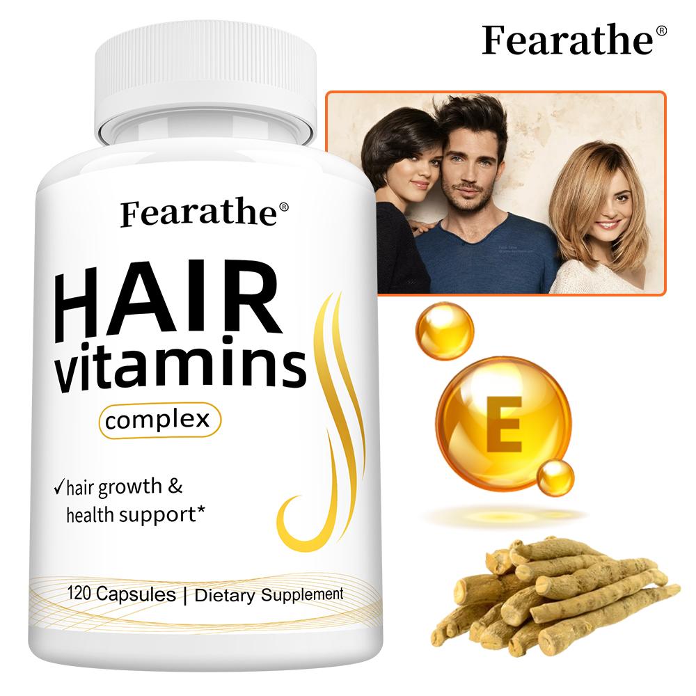Fearathe Haarkomplex Vitamine Nahrungsergänzungsmittel, Biotin 5000mcg, Sägepalme & Kollagen, 120 Kapseln