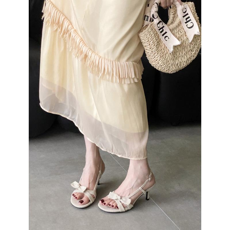 

Весна 2025 новые туфли с круглым носком, тонким каблуком, высоким каблуком, темпераментные, тонкие, французская мода, сексуальная красота, женские сандалии с открытым носком 40