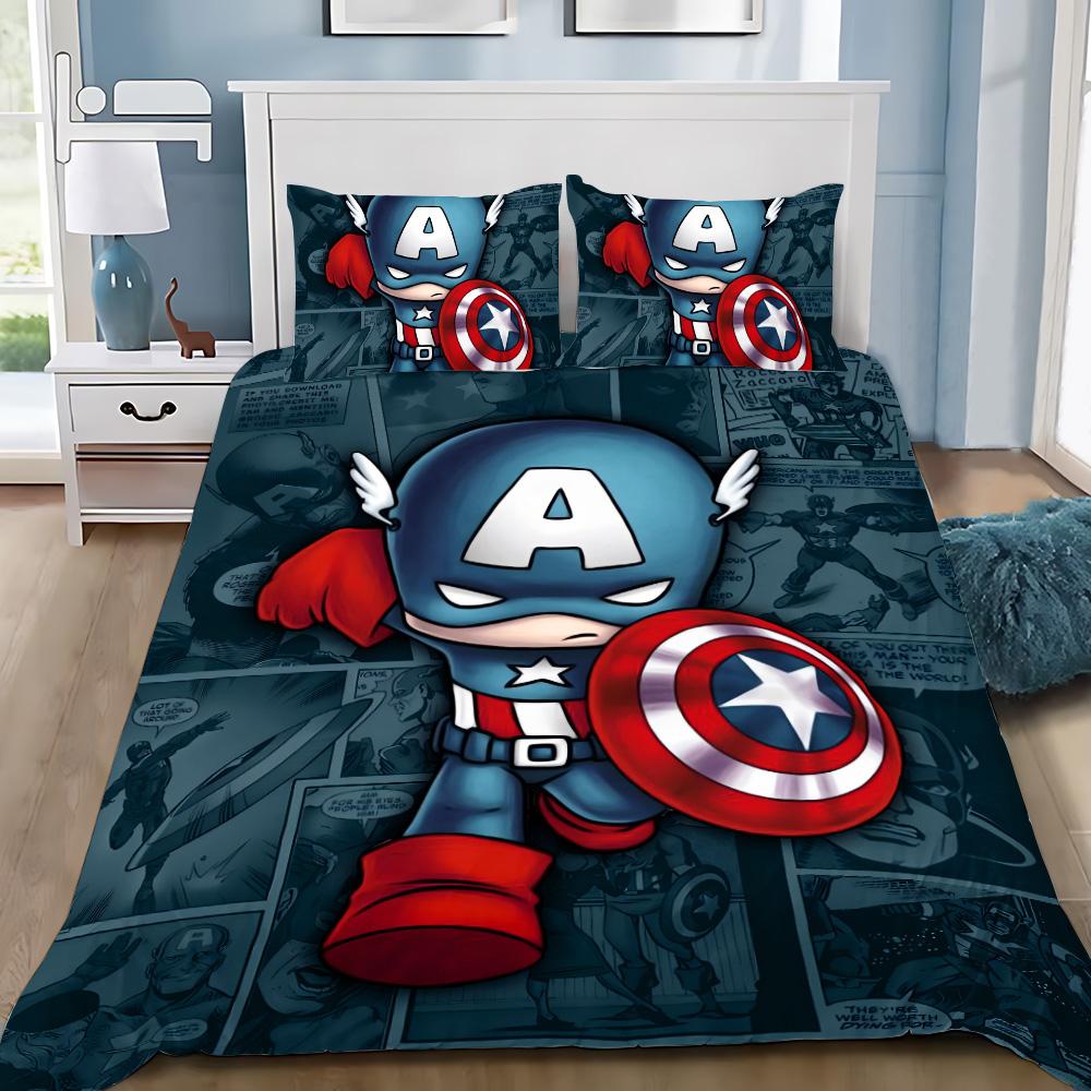 Heiße Captain America Bettwäsche-Set Kissenbezug Superhelden Bettwäsche-Set Erwachsene Junge Mädchen Schlafzimmer Dekoration Einzel Doppel Große Größe