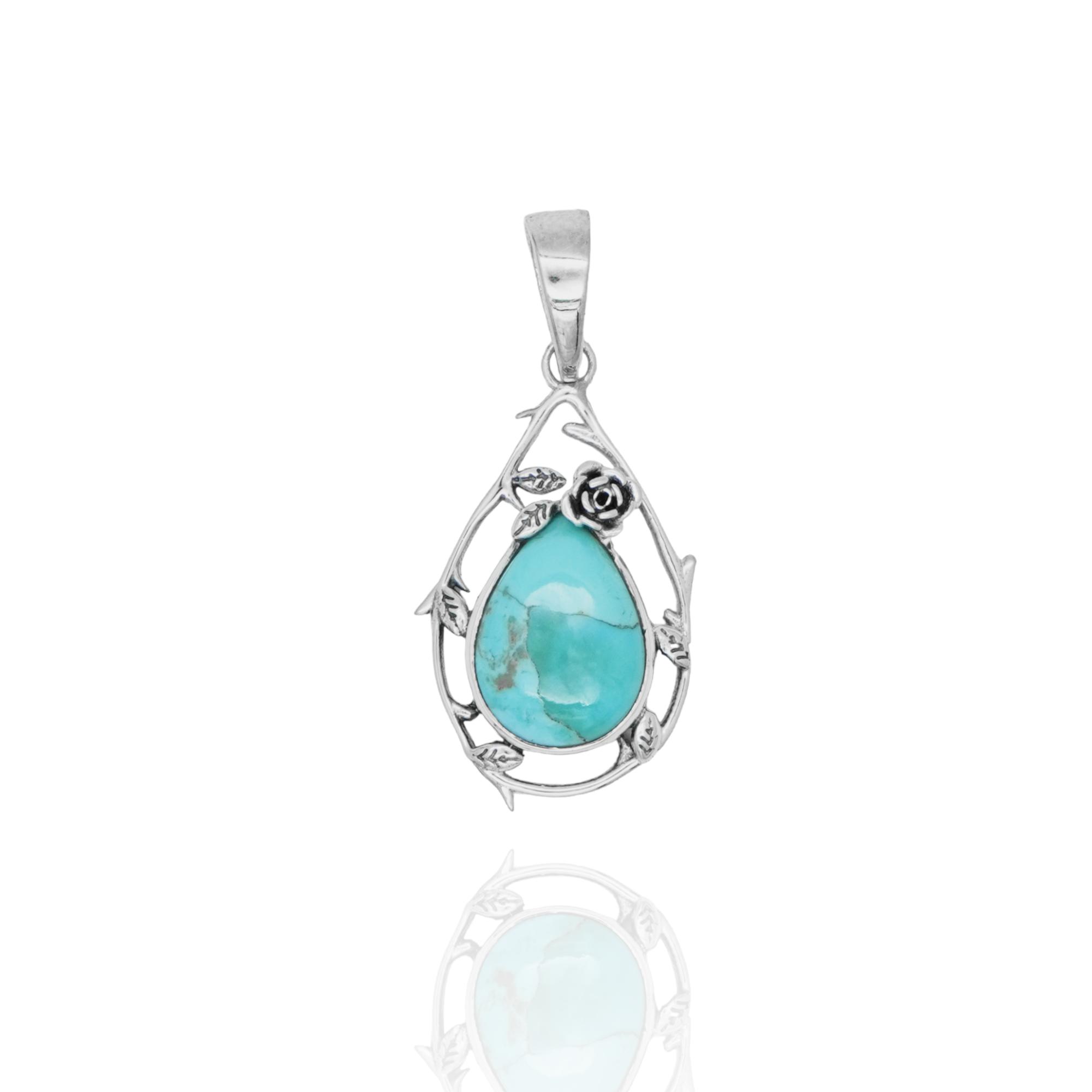 

Natural Oyster Turquoise Pendant, 925 Sterling Silver Jewelry, teardrop Pendant, Gift for her, Birthday gift синій