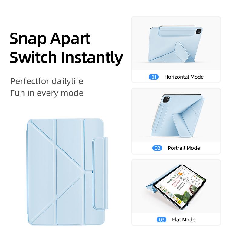 Etui do iPad Air 4/5/6/7(10,9/11-calowy)! Magnetyczne zamknięcie, dwustronne etui typu folio, składane w kształcie litery Y, wielokątne, inteligentna osłona z funkcją automatycznego wybudzania/usypiania