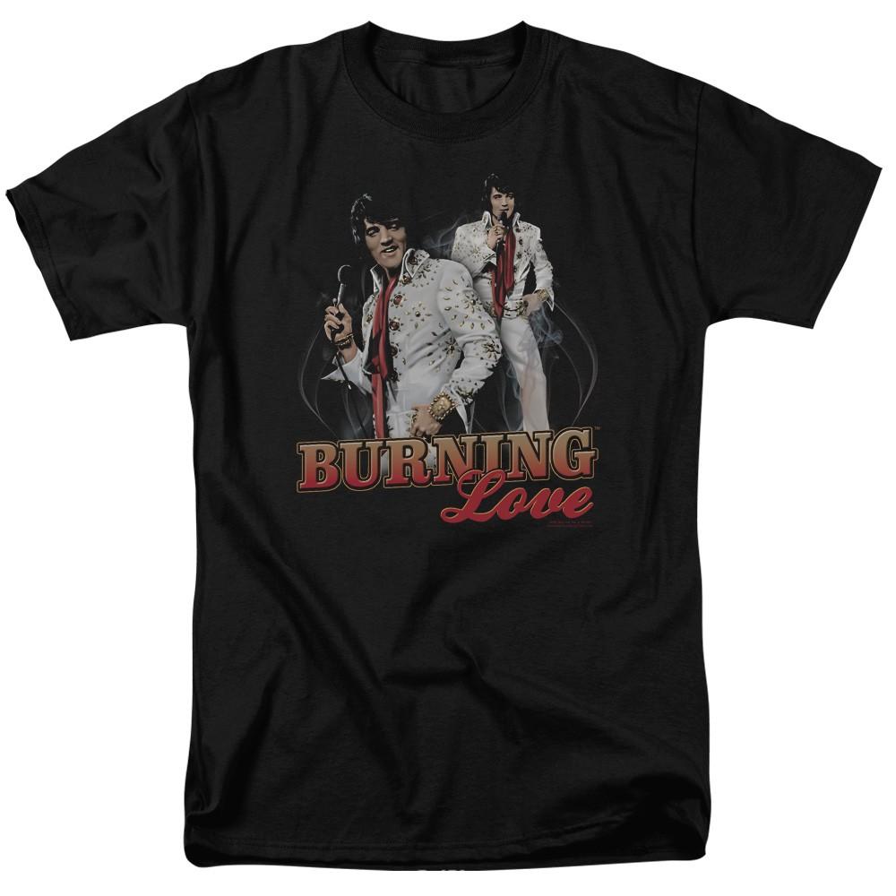 Elvis Presley - Burning Love - Adult Unisex Short Sleeve T-Shirt - Black M