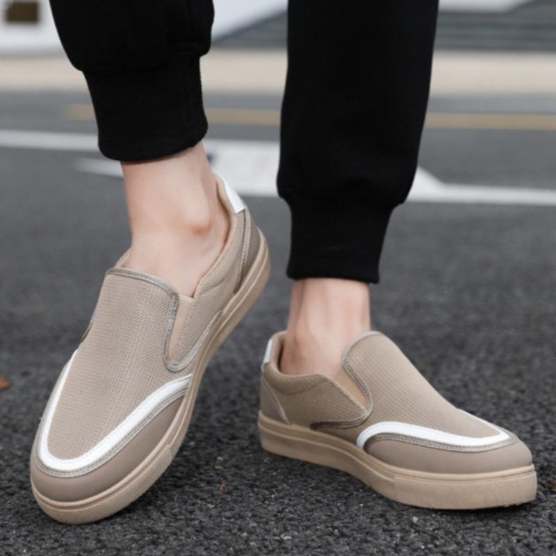 Fashion Men's Canvas Shoes Breathable Mesh Casual Shoes Comfort Loafers Classic Vulcanized Shoes for Men Slip-On Driving Shoe Sneakers