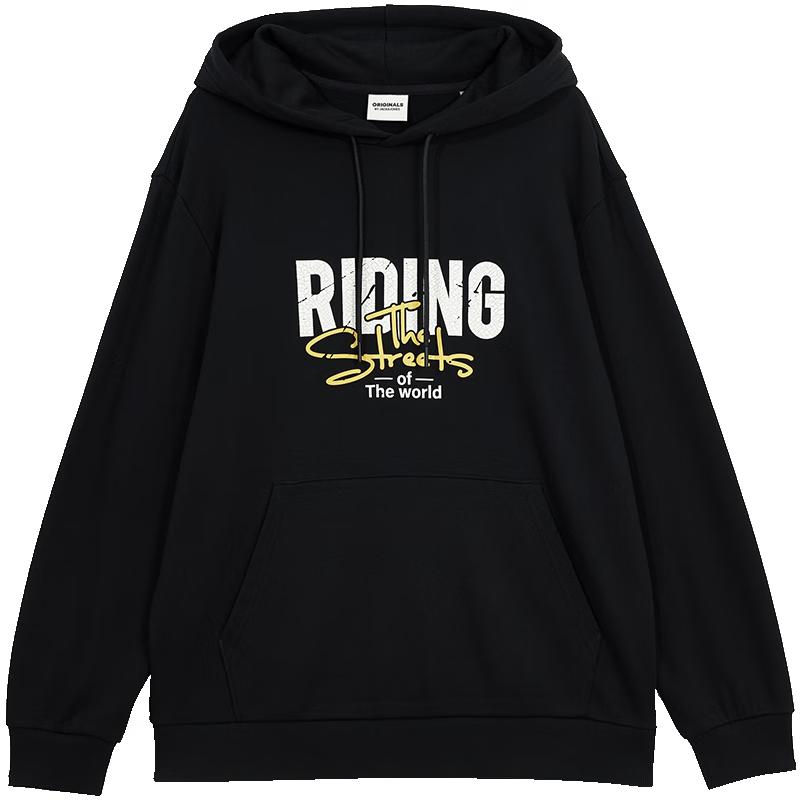 

JACK&JONES Men s Loose Fit Hooded Letter Print Sweatshirt