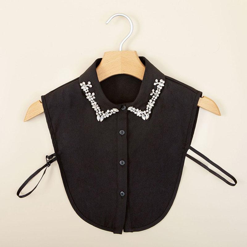 

Поддельный воротник со стеклянным бриллиантом Модная и универсальная рубашка на половину тела Женская поддельный воротник One Size чёрный