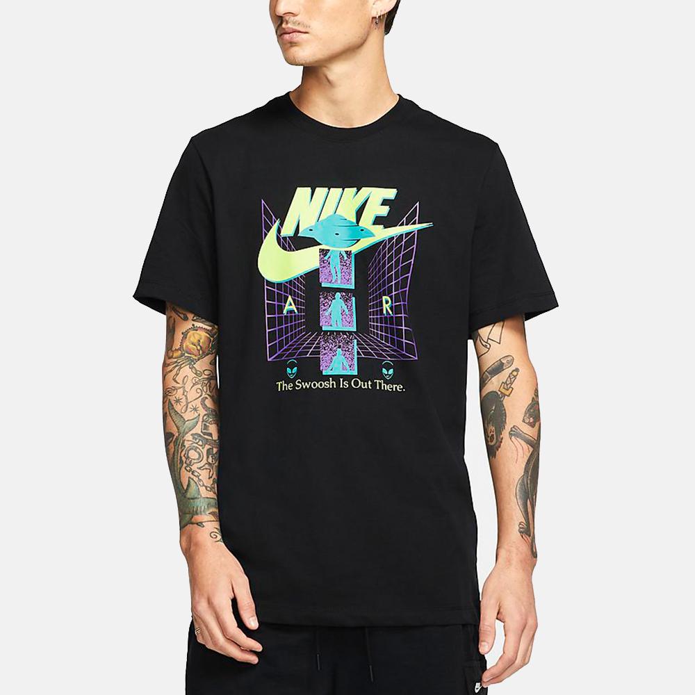 Nike Alien Print Logo Athletic Crew Neck T-Shirt Men Tops Black CU6949-010