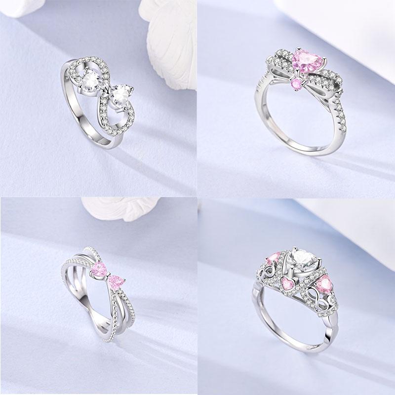 925 Silver Beautiful Stars and Moon Shining Sun Geometry Infinite Combination Ring Boutique Matching Gifts