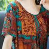 Mother Dress O Neck Colorful Short Sleeve Plus Size Flower Print Big Pockets Summer Dress Daily Clothes