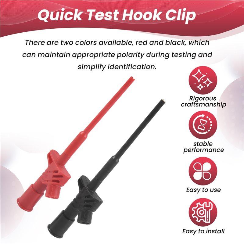 ABUL-2Pcs Quick Test Hook Clip Professional Insulated High Voltage Flexible Testing Probe 4Mm Banana Socket Red And Black