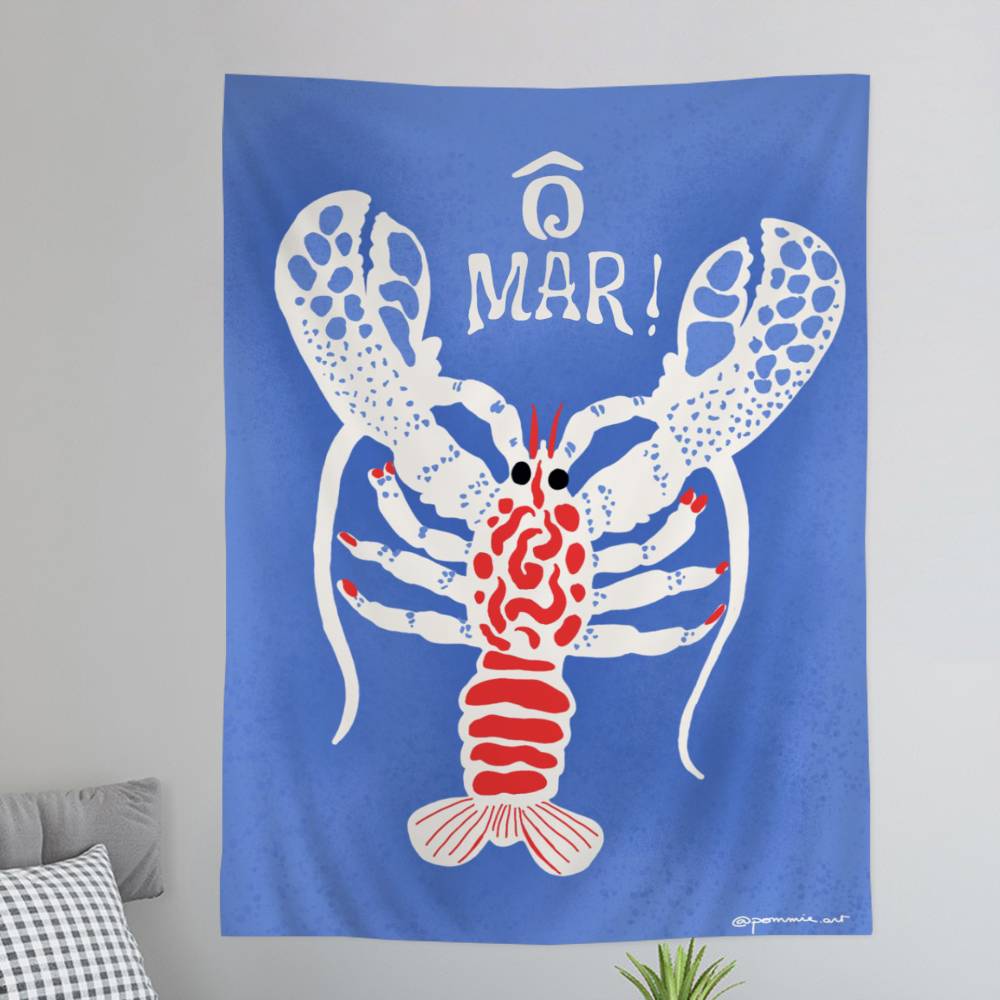 Colorful Sardine Lobster Fish Anime Tapestry Hanging Tarot Hippie Wall Rugs Dorm Wall Hanging Sheets