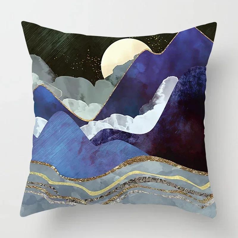 Nordic Mountain Moon Metal Painting Pillowcase Living Room Sofa Decoration Cushion Cover Home Decoration Cushion Cover