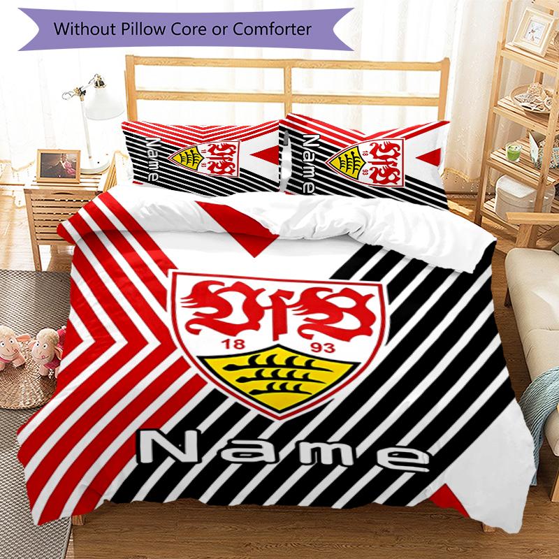 3pcs Custom Name VfB Stuttgart Bedding Set Duvet Cover Closure Includes 1 Duvet Cover & 2 Pillowcases for All Seasons Bedroom Decor