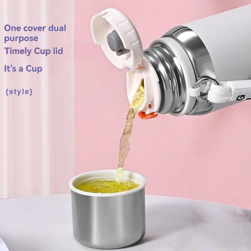 Tazza Termica da 800ML Tazza Sottovuoto Bottiglia per Caffè regali Acciaio Inossidabile A Prova di Perdite Portatile da Esterno Laccetto Tazza da Acqua progettata 316L