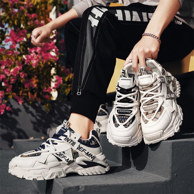 

New Fashion Men s Four Seasons Comfortable Thick Sole Shoes Students Boys GirlsTrending Soft Sole Breathable Casual Running Sneakers 44 бежевий/хакі