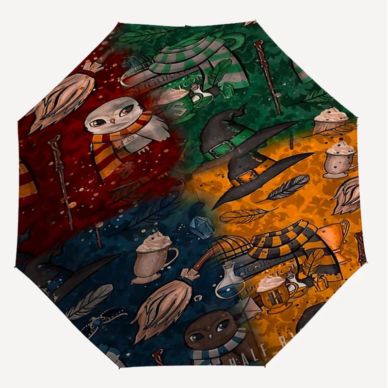 1PC Hogwarts School Umbrella-8-Rib Reinforced, Automatic Open, Lightweight & Durable, Cute Fashion Accessory for Outdoor, D2706