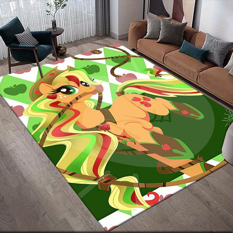 Applejack My Little Pony Home Sofa Decoration for Living Room & Bedroom, Non‑Slip Play Flannel Floor Mat for Game Room