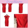 Breathable Polyester Blend Vneck Short Sleeve Dress For Office Wear