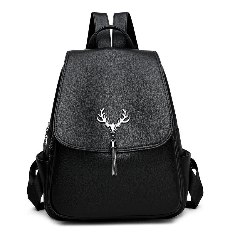 

Simple black backpack women s retro travel backpack average size