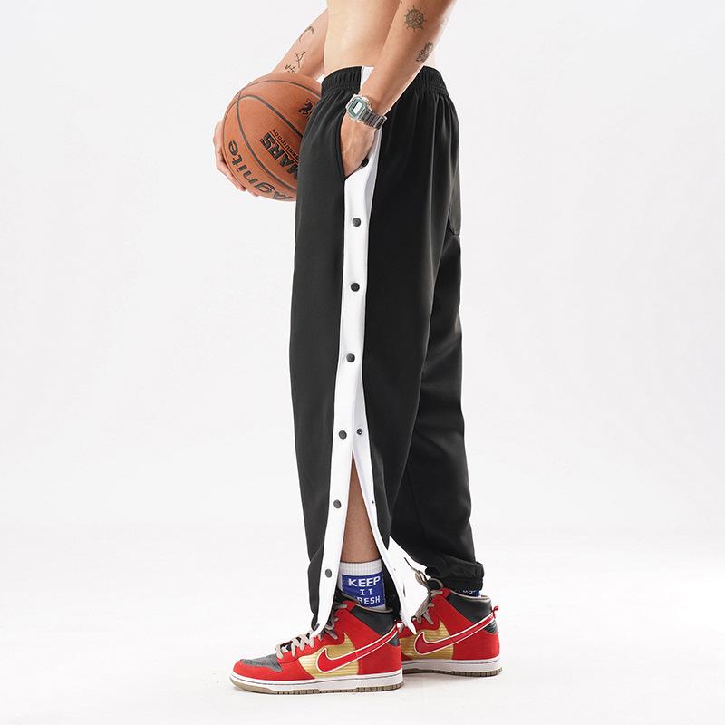 

Летние спортивные штаны на кнопках для мужчин - Корейский стиль, Свободный крой, Повседневные баскетбольные штаны для подростков Medium чёрный