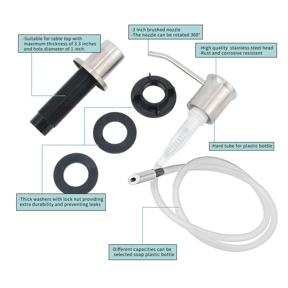 Kitchen Sink Soap Dispenser Extension Tube Kit Silicone and Steel Check Valve for Soap Dispenser Hand Pump