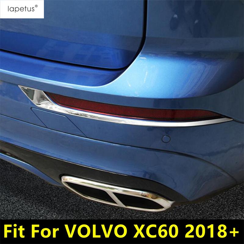For VOLVO XC60 2018 - 2024 Car Rear Bumper Fog Light Lamp Eyebrow Strip Decoration Cover Trim ABS Chrome Accessories Exterior