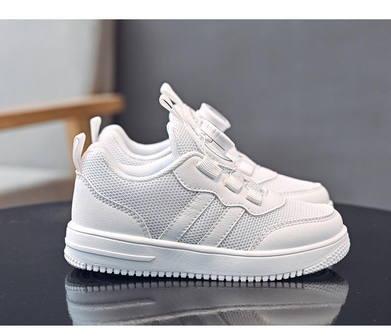 Babudou Kids' Skate Shoes 2024: Boys' & Girls' Breathable White Casuals with Button