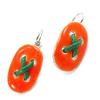 NOA [K1441] - Kolczyki wiszące Projektanta 'Guziki' pomarańczowo-zielone
