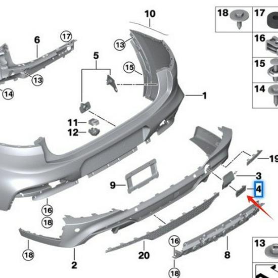 BMW X4 G02 Rear Bumper Tow Hook Cover (51128089504)