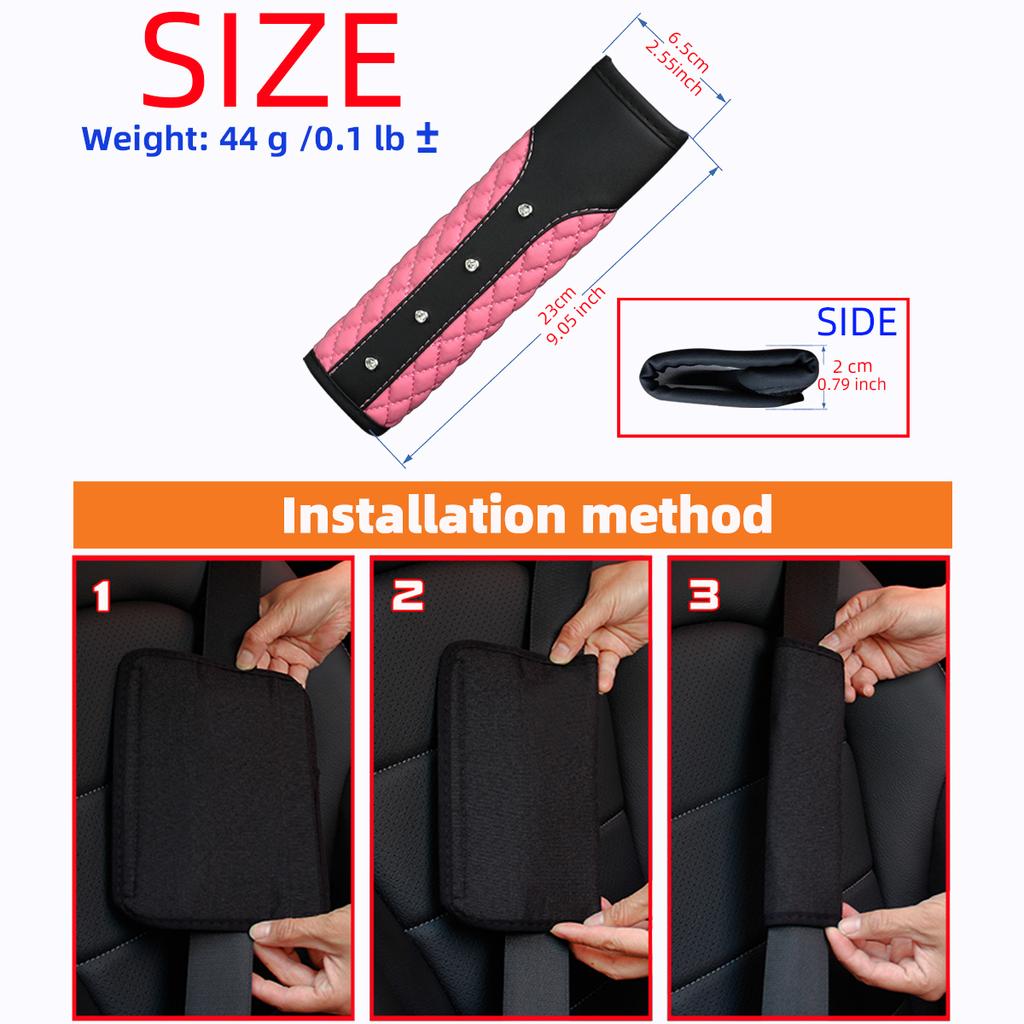 1 Diamond-encruped Blingbling Faux Sheepskin Car Accessory Seat Belt Shoulder Protector Comfortable Anti-tightening Safety Strap