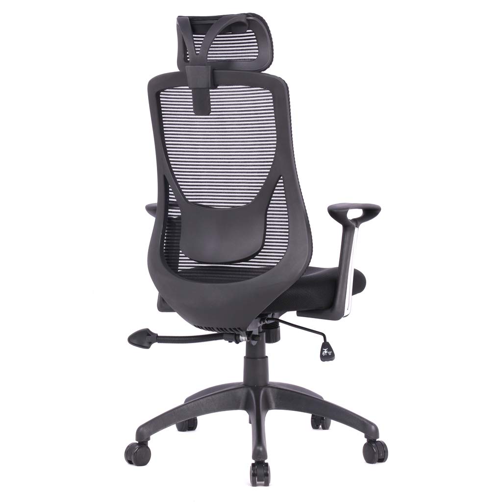 Scaun de birou Iris Plaza Scaun Scaun de birou Tetieră Scaun cu plasă Poliester Negru x Negru OFC-08