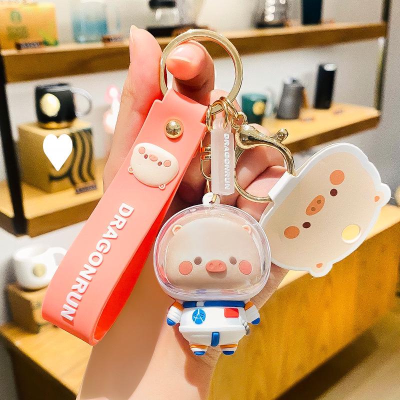 Cute Pig Keychain for Women: Couple Backpack Pendant & Electric Car Charm