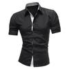 Summer Men's Fashion Short-sleeved Shirt Casual Loose Comfortable Solid Color Lapel Short-sleeved Shirt for Men