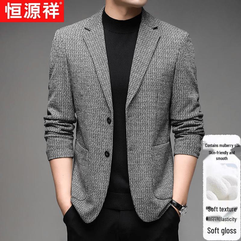 Men s Mulberry Silk Blend Houndstooth Suit Jacket 50