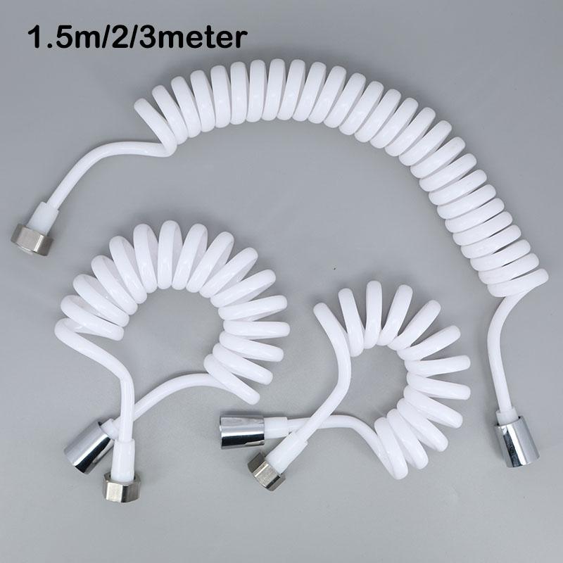 1.5/2/3m Max Flexible White Spring Shower Head Water Hose Tube for Wc Toilet Bidet Sprayer Telephone Line Soft Bathroom Parts