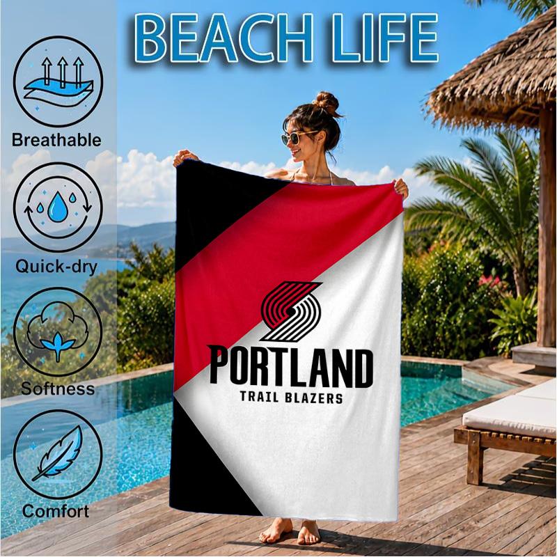 Trail Blazers Logo Beach Towel, Microfiber Beach Towel, Perfect For Pool, Beach, Travel, Home Decor Beach Party Fan Gifts