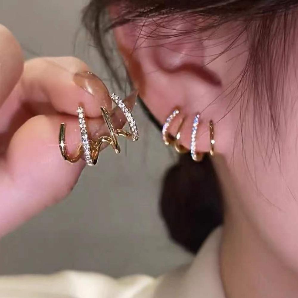 European And American Fashionable Zircon Four-Claw Earrings High-End Elegant Simple Earrings Sparkling Earrings