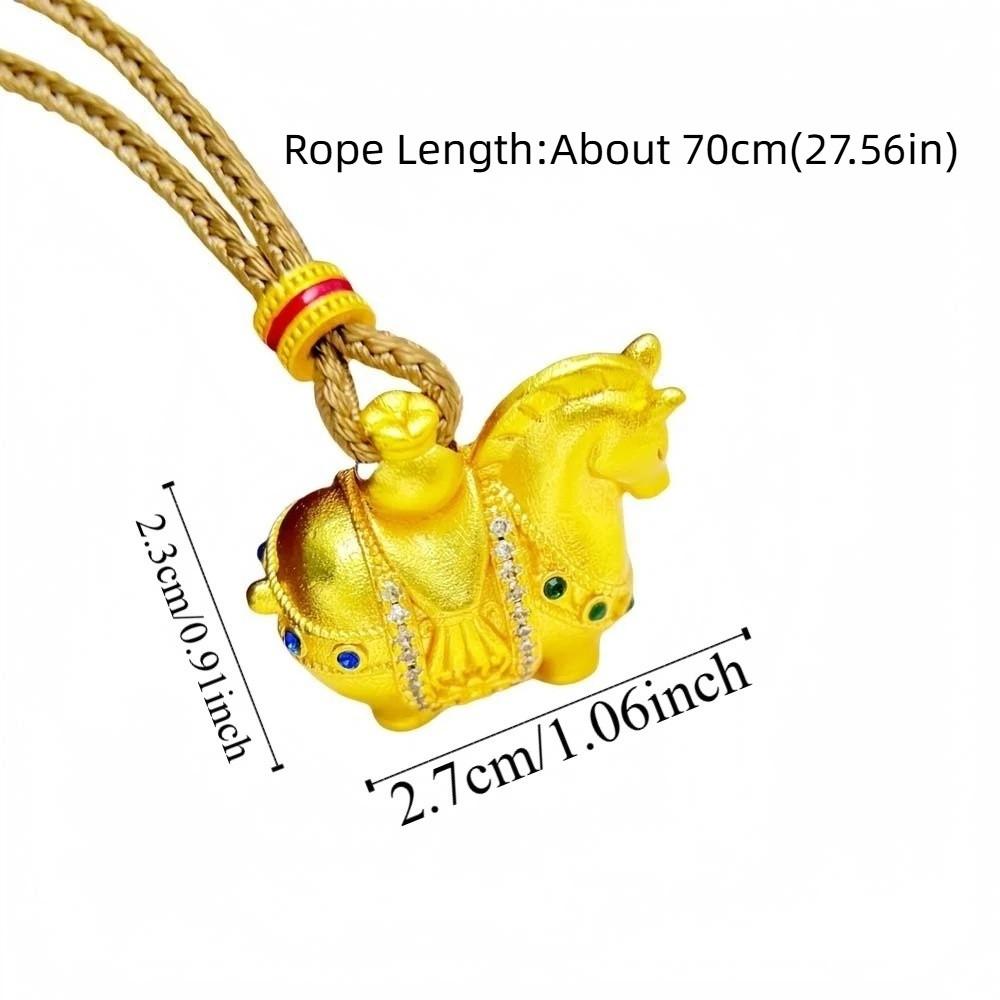 Luxury Zodiac Horse Necklace Orichalum Plating Golden Horse Pendant  New Year Blessing