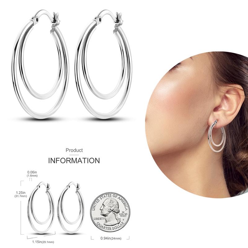 Silver Plated Women Hoop Earrings Fashion Pendientes Gift for Female Girl Sparkling Pave CZ U Heart Shape Star Moon Earring