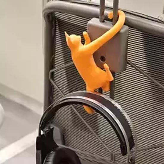 Long-Armed Cat Hook 3D Printed Climbing Cat Keys Headset Trinkets Hanger Home Office Simulation Animal Hanging Decoration