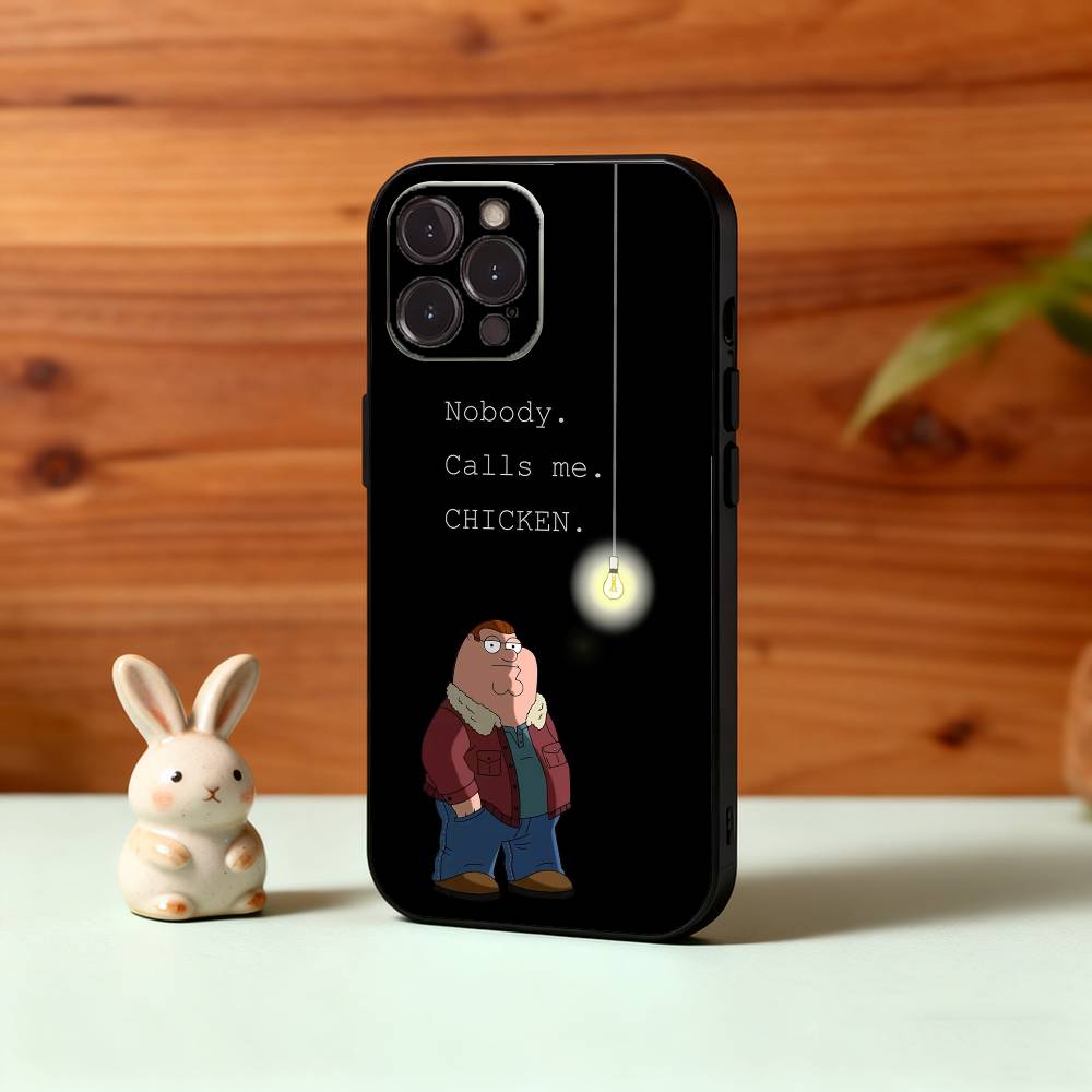 F-Family Funny G-Guy Phone Case For iPhone17,16,15,14,13,12Plus,Pro Max,XS,5G Soft Silicone Black Cover