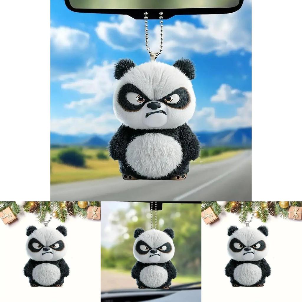 Panda Car Interior Decor Acrylic Car Mirror Ornament For Automotive Decoration And Gift
